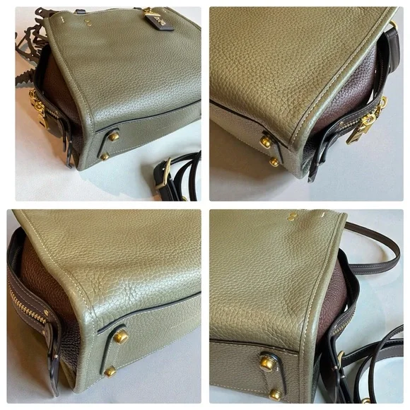 Coach Rogue 25 Color Block Satchel Amy Green and Large Dino Charm - Picture 8 of 15